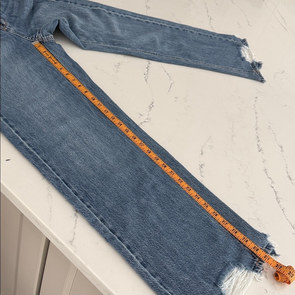 Sincerely Jules Distressed Blue High Rise Straight Jeans (3/26) - Picture 6 of 7